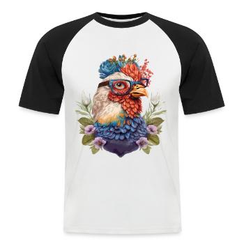 Lustige Henne - Männer Baseball-T-Shirt - Weiß/Schwarz - Vorne - Nik (191cm)