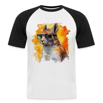 Eichhörnchen Sonnenbrille Bunt Kunst Geschenk Tier - Männer Baseball-T-Shirt - Weiß/Schwarz - Vorne - Nik (191cm)