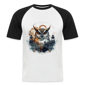 Eule Nachtvogel Vogel Tier Geschenk Kunst - Männer Baseball-T-Shirt - Weiß/Schwarz - Vorne - Nik (191cm)