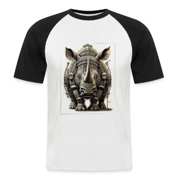 Nashorn Steampunk - Männer Baseball-T-Shirt - Weiß/Schwarz - Vorne - Nik (191cm)