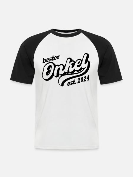 Bester Onkel 2024 - Männer Baseball-T-Shirt - Weiß/Schwarz