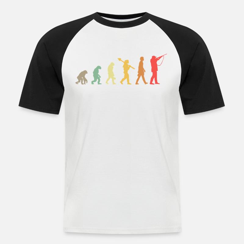 Evolution Hunting Jagd Jäger - Männer Baseball-T-Shirt - Weiß/Schwarz