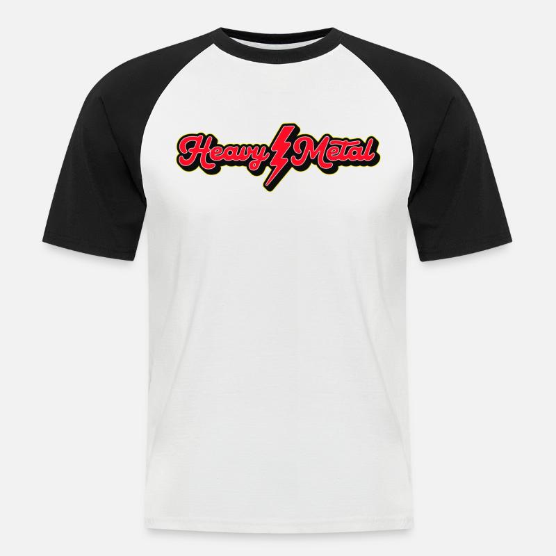 Heavy Metal Lightning Bolt Script-Logo - Männer Baseball-T-Shirt - Weiß/Schwarz
