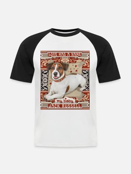 Jack-Russell-Terrier, Hund, Liebe-Love - Männer Baseball-T-Shirt - Weiß/Schwarz