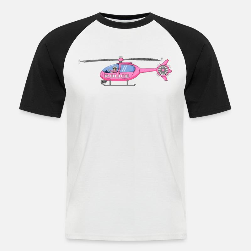 Elicottero della in rosa - Maglia da baseball a manica corta da uomo - bianco/nero