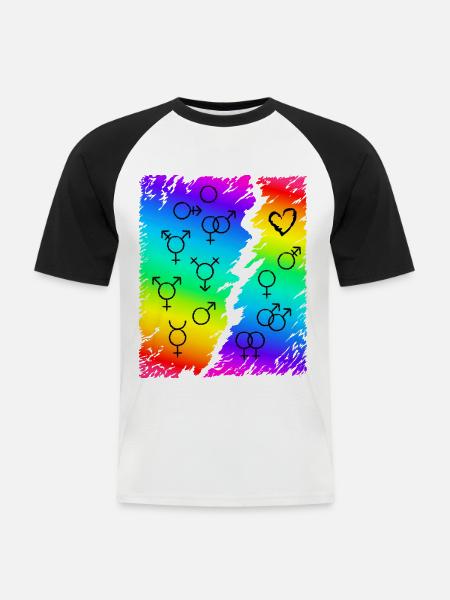 LGBT LGBTQ Rainbow Flag - Men's Baseball T-Shirt - white/black