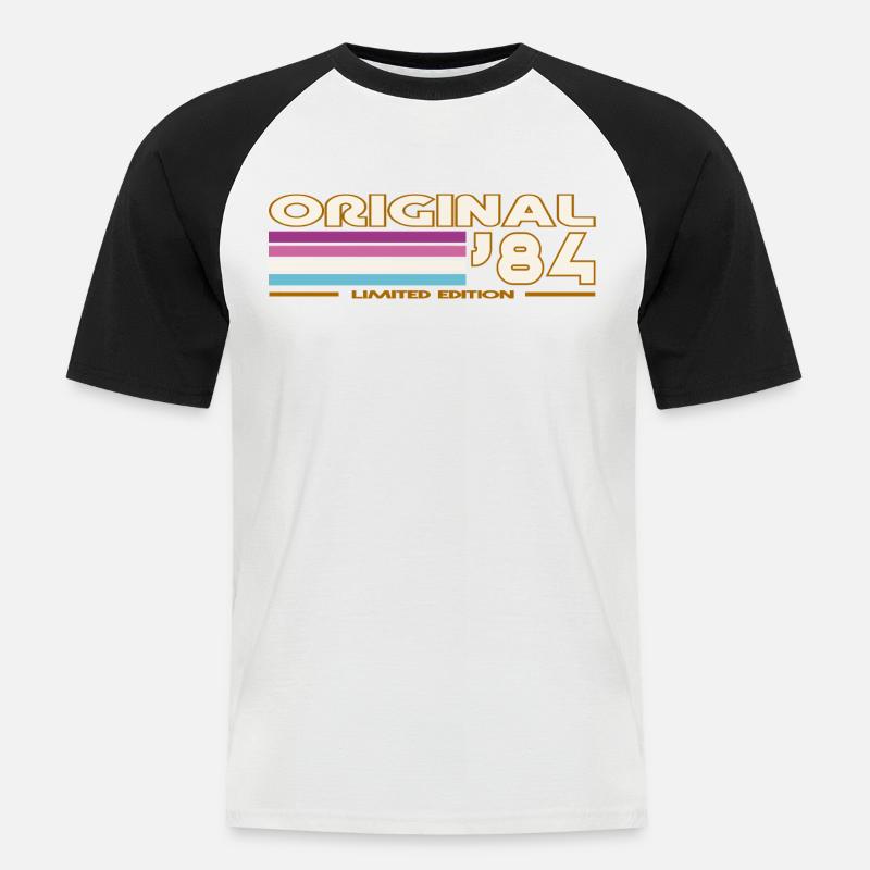 Originale 84 Pastellstreifen - Männer Baseball-T-Shirt - Weiß/Schwarz