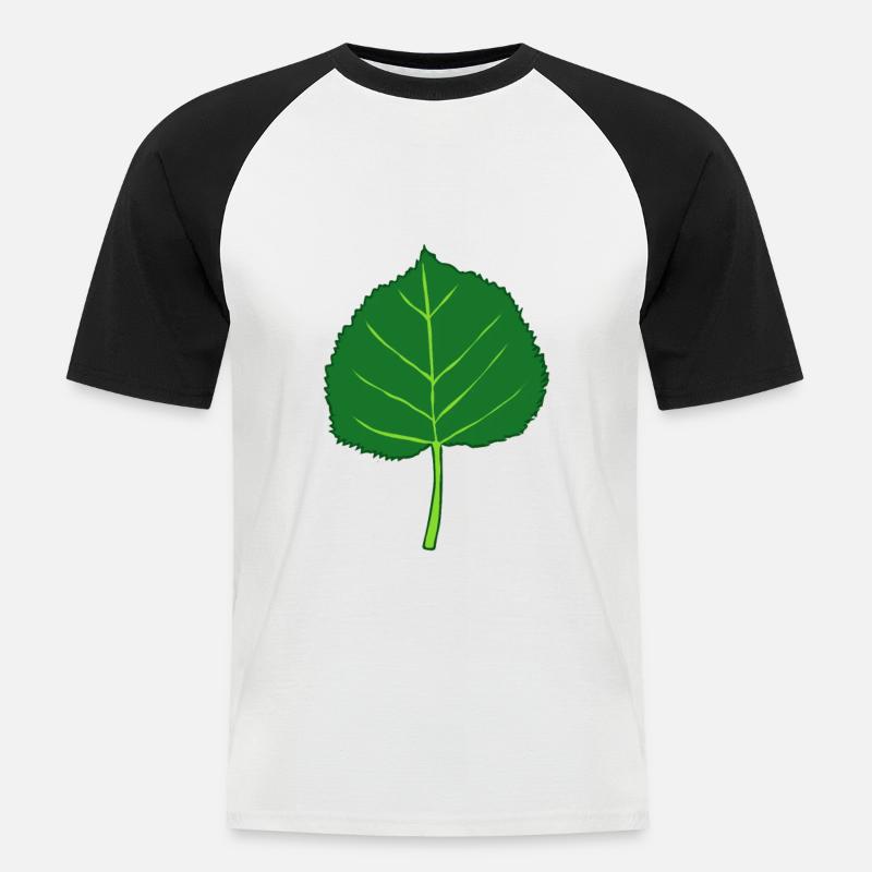 Linde - Baum - Blatt - Männer Baseball-T-Shirt - Weiß/Schwarz