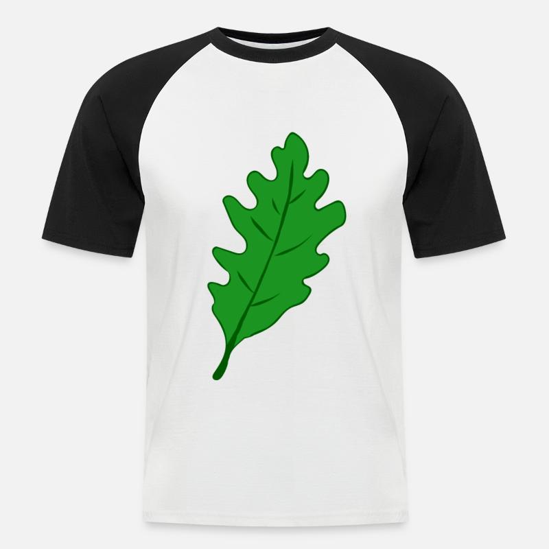 Eiche - Eichenblatt - Männer Baseball-T-Shirt - Weiß/Schwarz