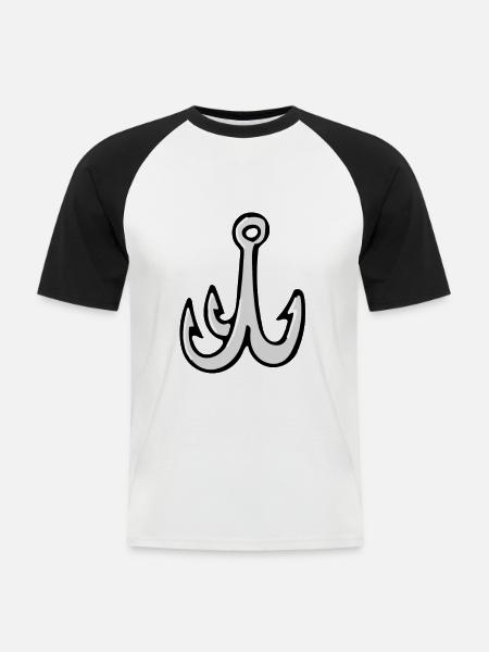 Angelhaken - Männer Baseball-T-Shirt - Weiß/Schwarz