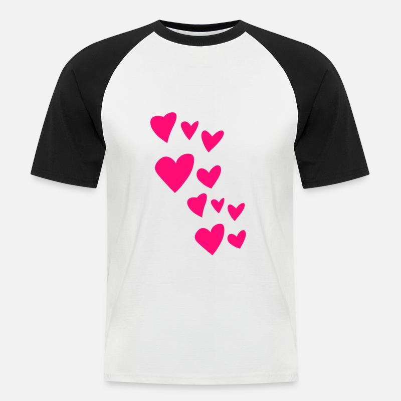 Herzen - Männer Baseball-T-Shirt - Weiß/Schwarz