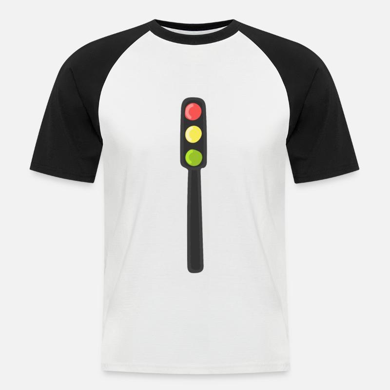 Ampel - Männer Baseball-T-Shirt - Weiß/Schwarz