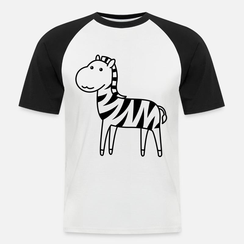 Zebra Comic Tier - Männer Baseball-T-Shirt - Weiß/Schwarz