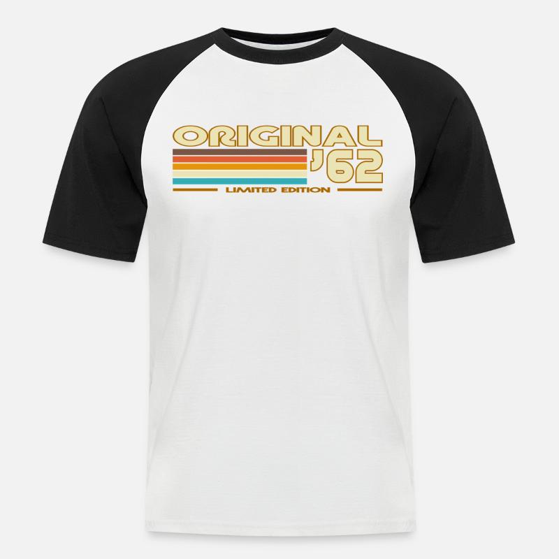 Retro 62 Regenbogen - Männer Baseball-T-Shirt - Weiß/Schwarz