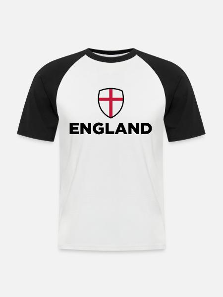 Drapeau national de l Angleterre - T-shirt baseball manches courtes Homme - blanc/noir