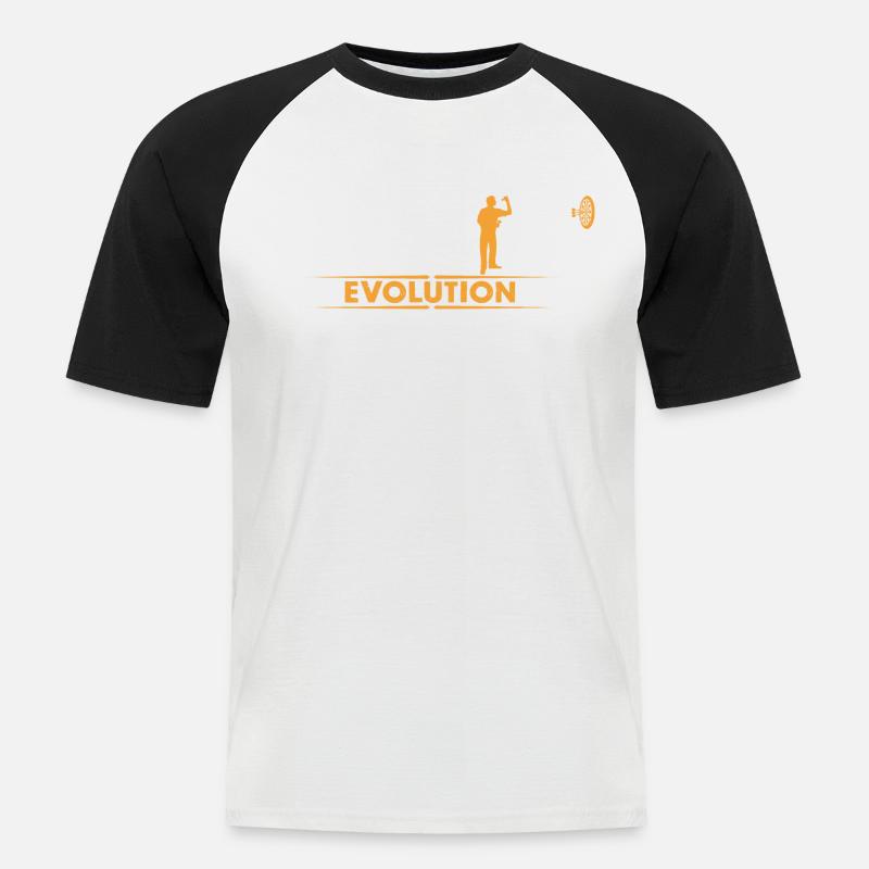 Dart - Evolution - orange/weiss - Männer Baseball-T-Shirt - Weiß/Schwarz
