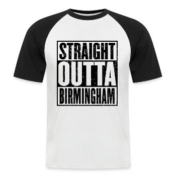 Straight Outta Birmingham Vintage - Men's Baseball T-Shirt - white/black - Front - Nik (191cm)