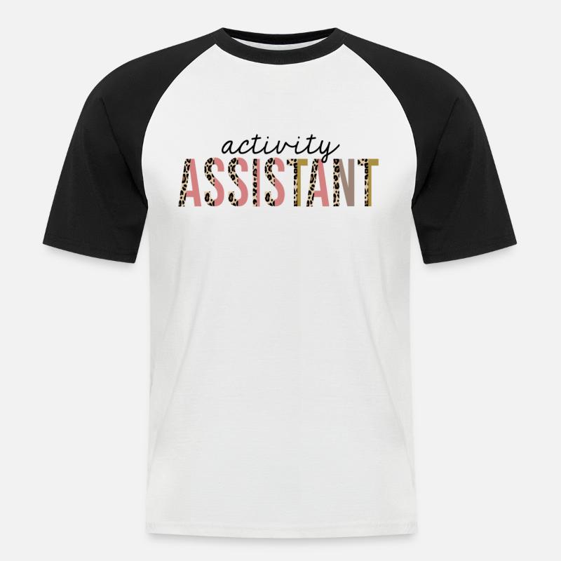 Activity Assistant Leopard Print Lustig - Männer Baseball-T-Shirt - Weiß/Schwarz