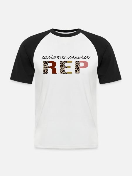 Kundendienstmitarbeiter Leopard Print Funny - Männer Baseball-T-Shirt - Weiß/Schwarz
