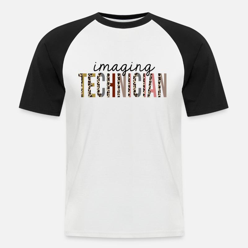 Imaging Techniker Leopard Print Lustig - Männer Baseball-T-Shirt - Weiß/Schwarz