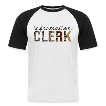 Information Sachbearbeiter Leopardenprint lustig - Männer Baseball-T-Shirt - Weiß/Schwarz - Vorne - Nik (191cm)