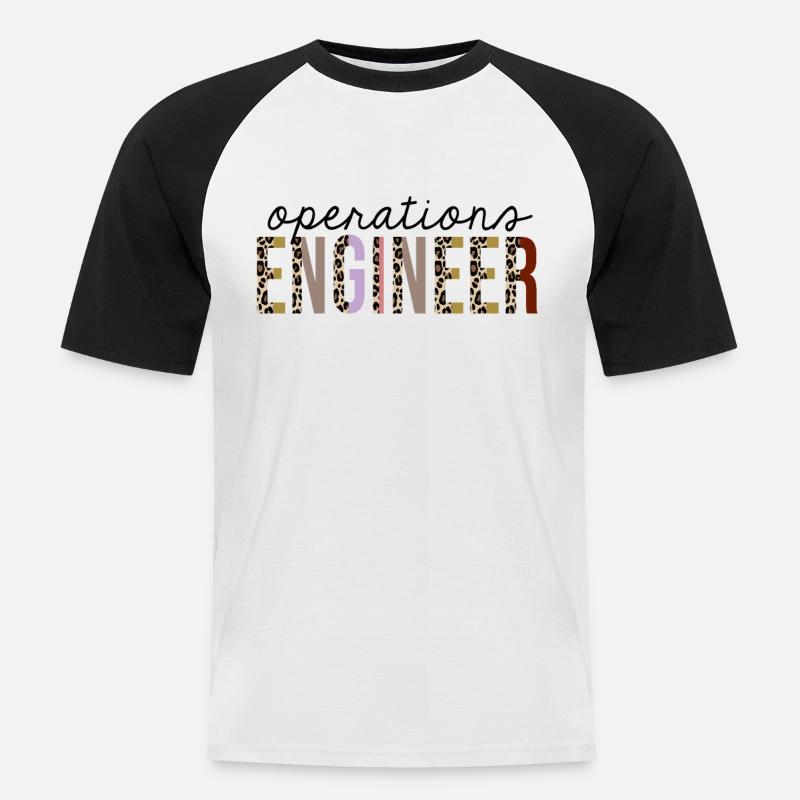 Operations engineer Leopard Print Funny - Men's Baseball T-Shirt - white/black