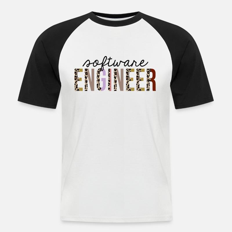 Softwareentwickler Leopard Print Funny - Männer Baseball-T-Shirt - Weiß/Schwarz