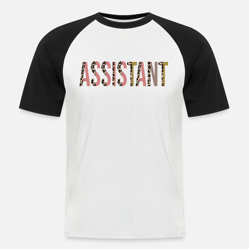 Assistent - Männer Baseball-T-Shirt - Weiß/Schwarz