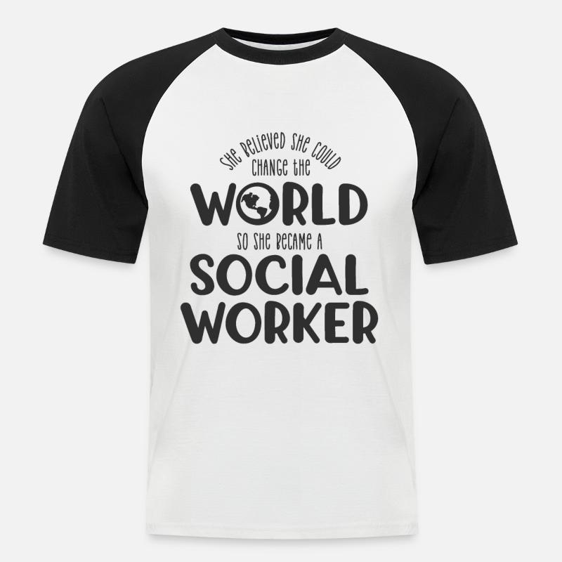 Sie glaubte Sozialarbeiterin - Männer Baseball-T-Shirt - Weiß/Schwarz