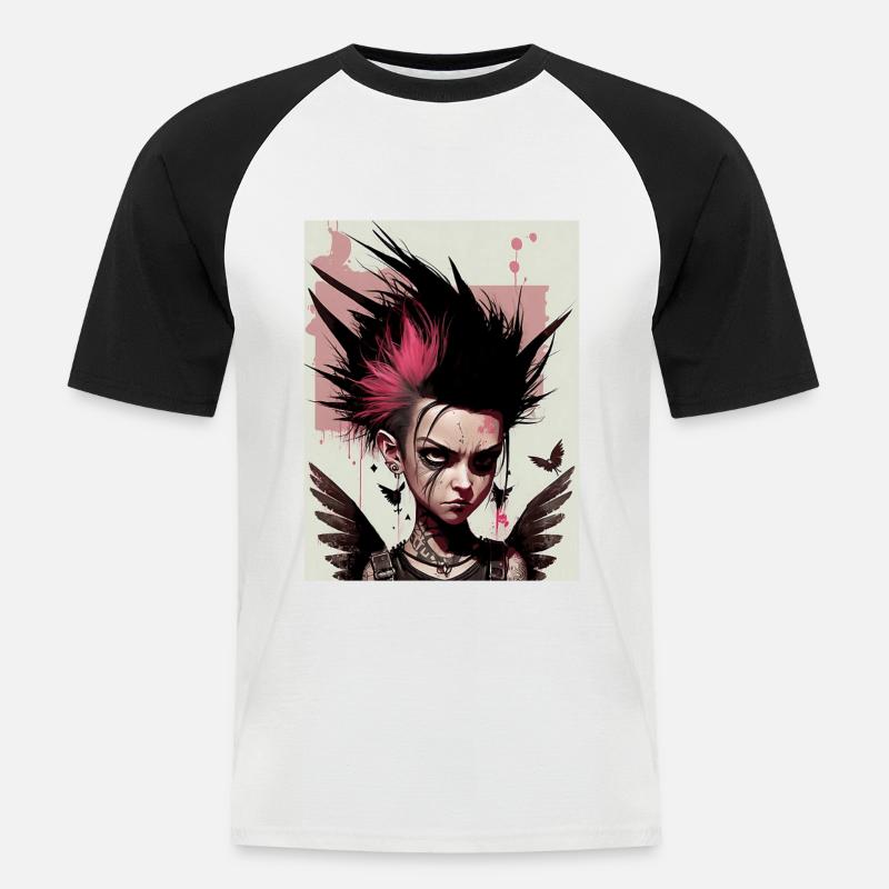 Coole Punk Fee - Männer Baseball-T-Shirt - Weiß/Schwarz