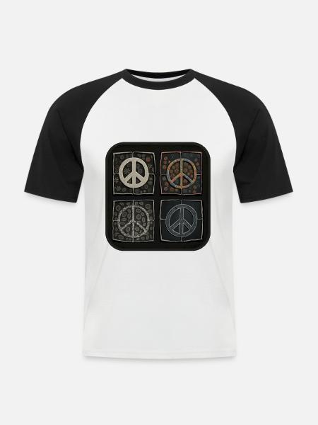 Friedenssymbole in verschiedenen Stilen - Männer Baseball-T-Shirt - Weiß/Schwarz