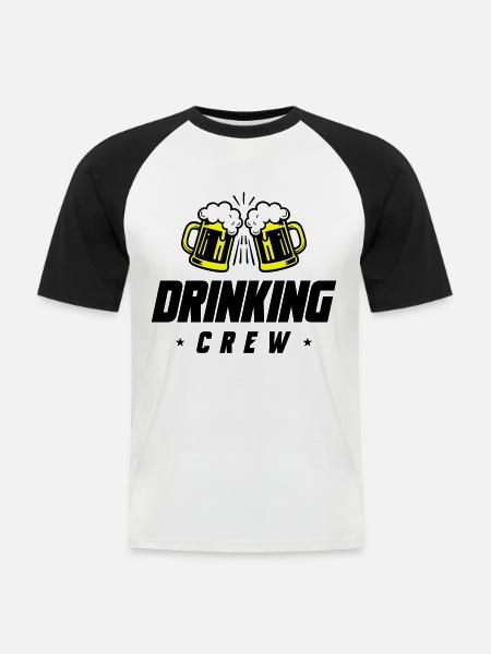 Drinking Crew Beer - Men's Baseball T-Shirt - white/black
