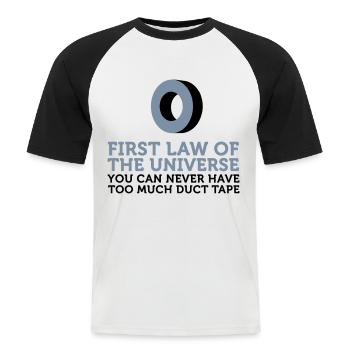 On ne peut jamais avoir trop de ruban adhésif! - T-shirt baseball manches courtes Homme - blanc/noir - Devant - Nik (191cm)