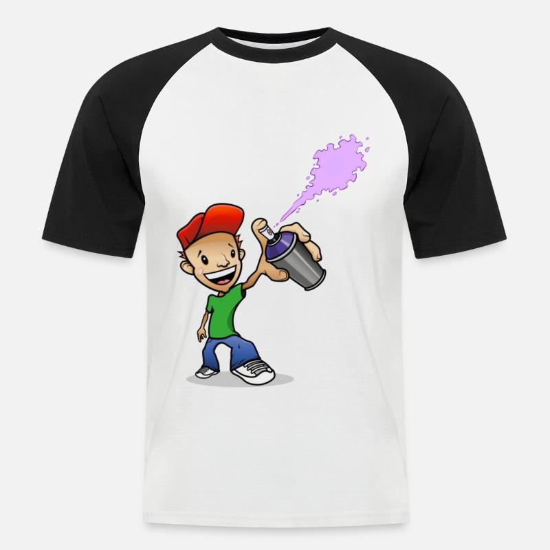Sprayer - Männer Baseball-T-Shirt - Weiß/Schwarz