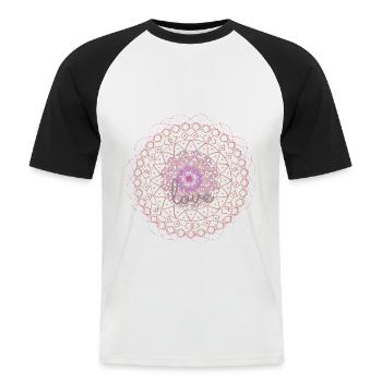 Mandala love - Männer Baseball-T-Shirt - Weiß/Schwarz - Vorne - Nik (191cm)