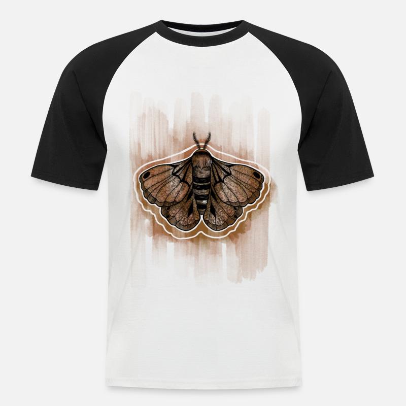 Motte - Männer Baseball-T-Shirt - Weiß/Schwarz