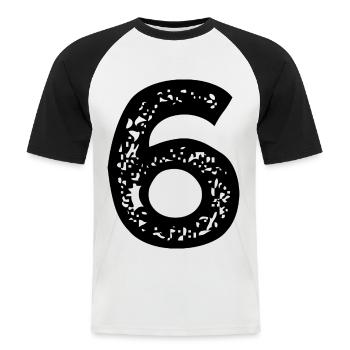 Maillot numéro 6 - T-shirt baseball manches courtes Homme - blanc/noir - Devant - Nik (191cm)
