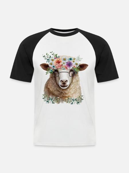 Lustiges Schaf - Männer Baseball-T-Shirt - Weiß/Schwarz