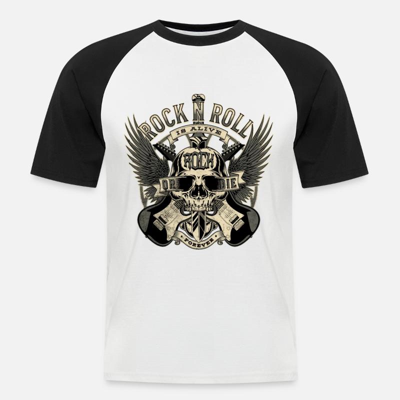 ROCKEN ODER STERBEN - Männer Baseball-T-Shirt - Weiß/Schwarz