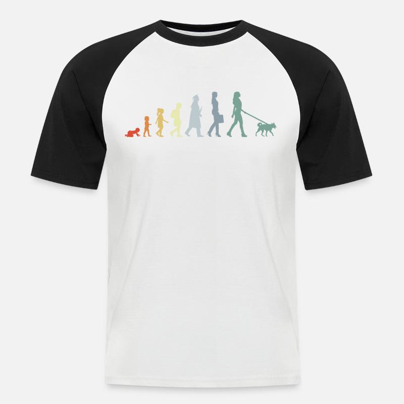 Hundebesitzerin Evolution - Männer Baseball-T-Shirt - Weiß/Schwarz