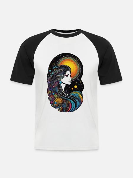 Cosmic goddess of creation - Men's Baseball T-Shirt - white/black