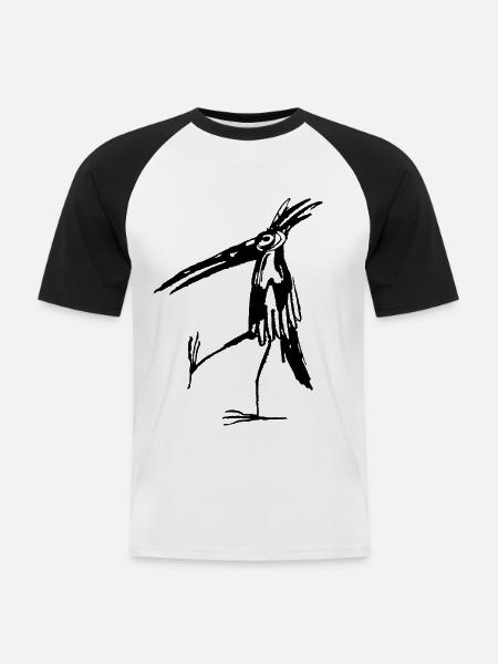 Standing bird - Men's Baseball T-Shirt - white/black