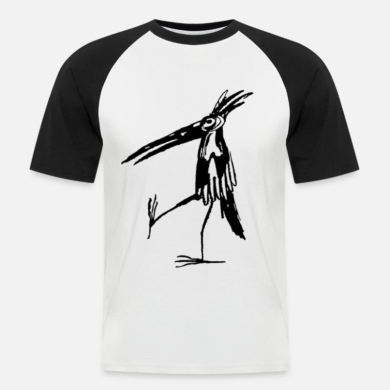Stehvogel - Männer Baseball-T-Shirt - Weiß/Schwarz