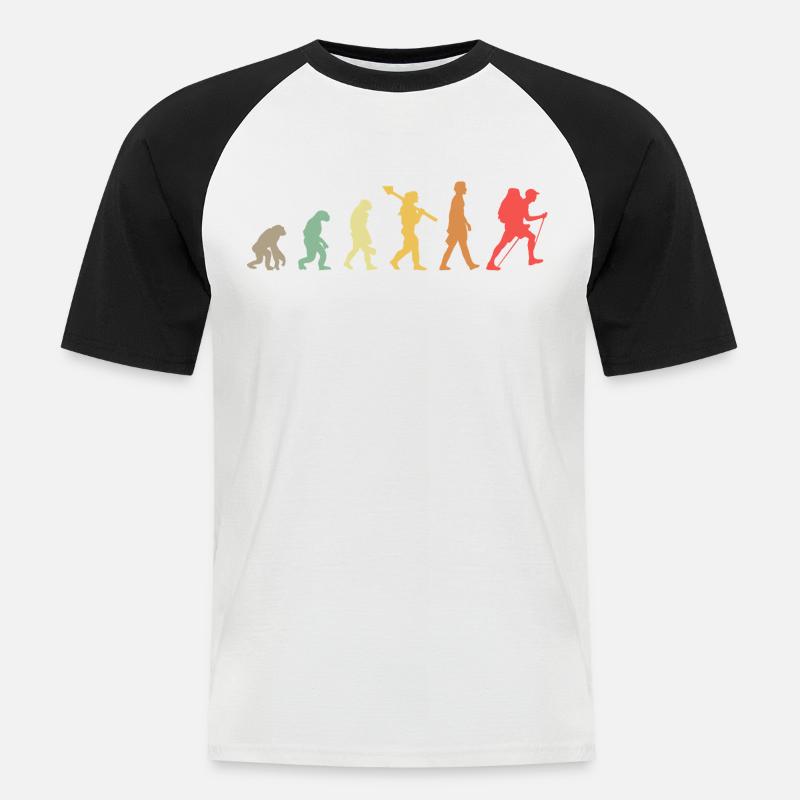 Evolution Hiking Wander - Männer Baseball-T-Shirt - Weiß/Schwarz