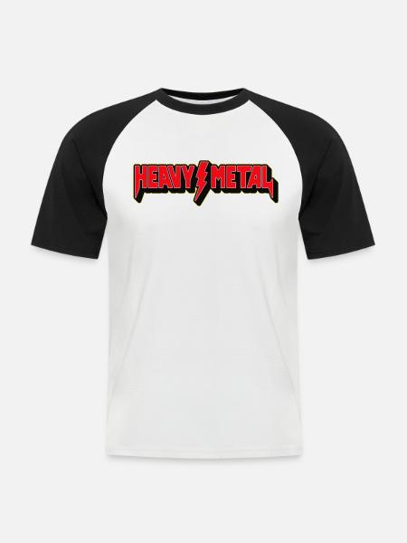 Heavy Metal 3D-Logo - Männer Baseball-T-Shirt - Weiß/Schwarz