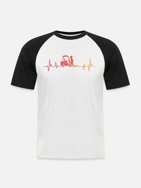 Sunset Heartbeat Forklift - Men's Baseball T-Shirt - white/black