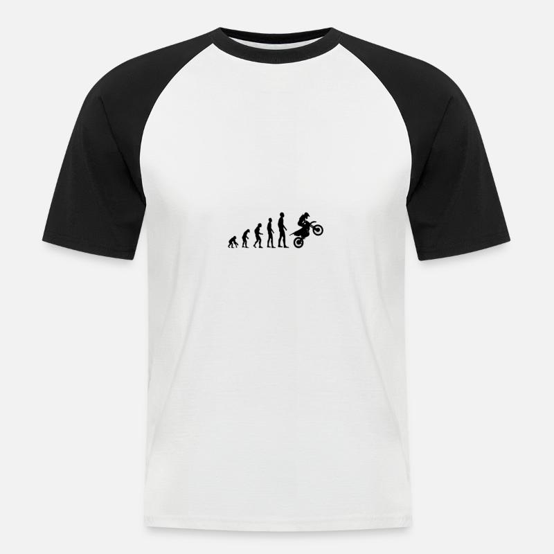 Singe évolution singe - T-shirt baseball manches courtes Homme - blanc/noir