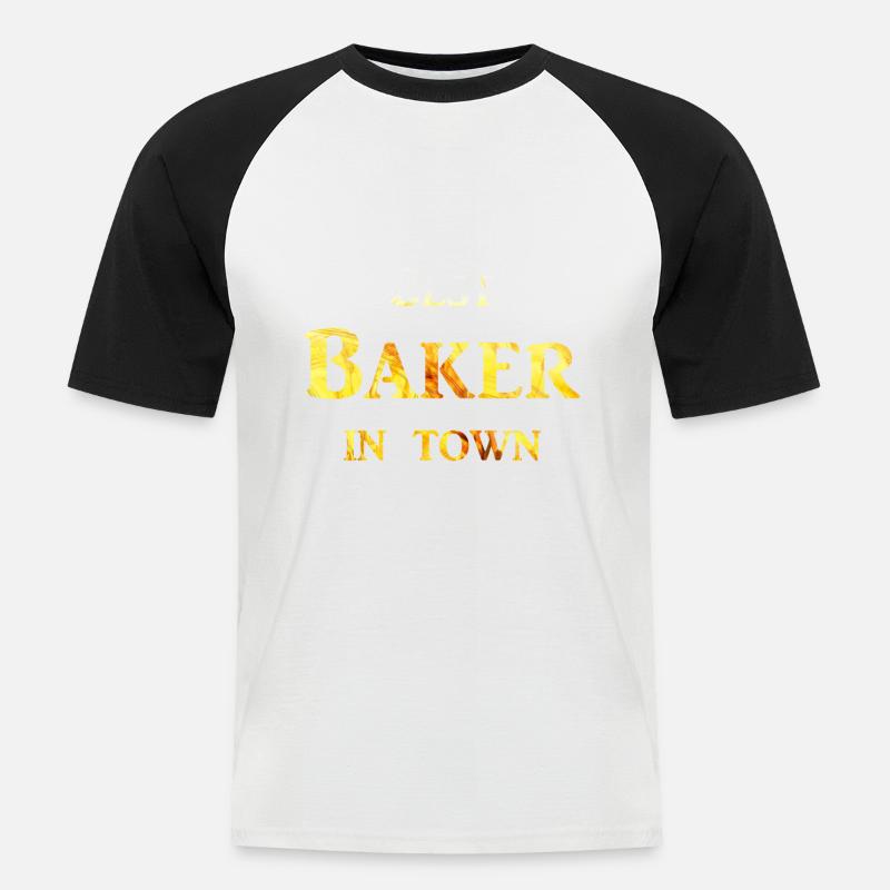 Best Baker in town - Männer Baseball-T-Shirt - Weiß/Schwarz