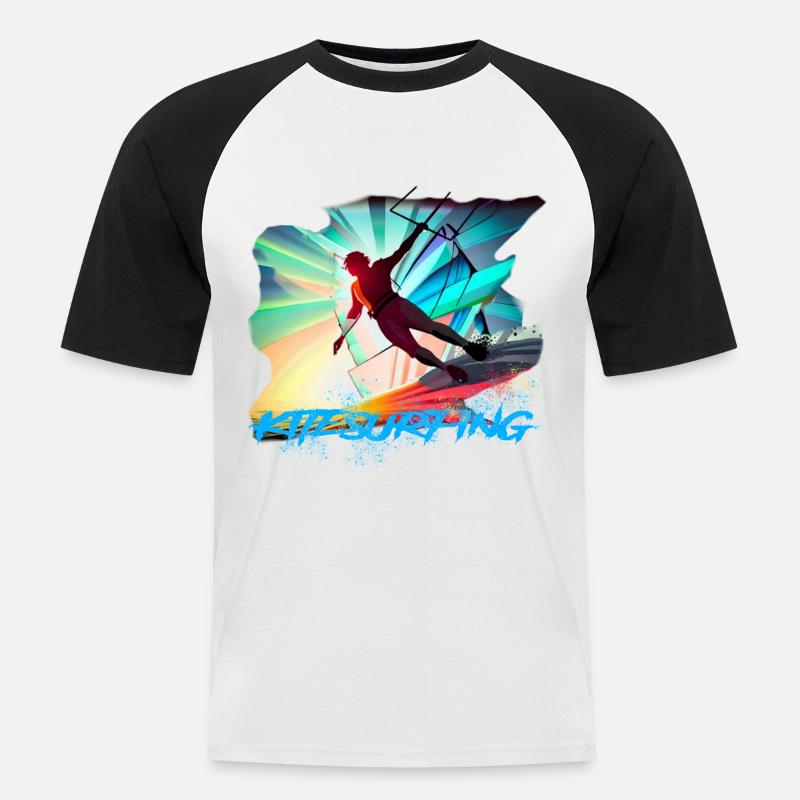 Kitesurfing - Männer Baseball-T-Shirt - Weiß/Schwarz