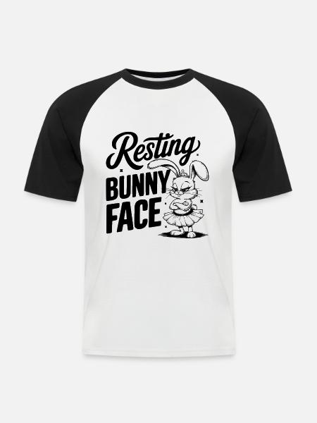 Resting Bunny Face - Men's Baseball T-Shirt - white/black